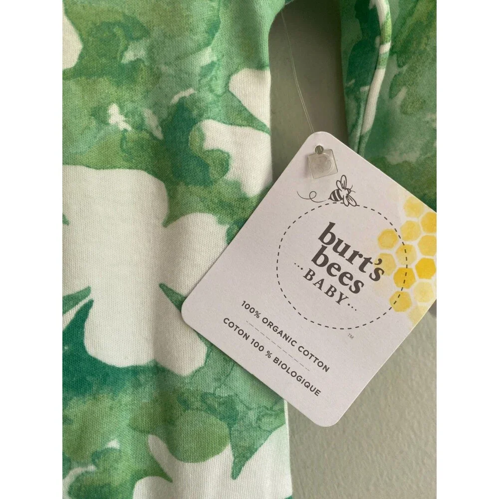 NWT Burt’s Bees Shamrock 100% Organic Cotton Footie Sleeper 6-9M Relaxed Fit